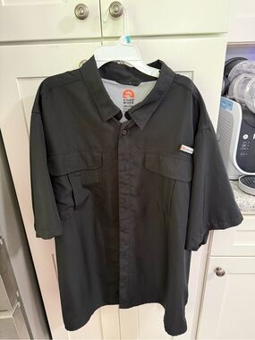 King River Black Short Sleeve Fishing Shirt size 2 XL